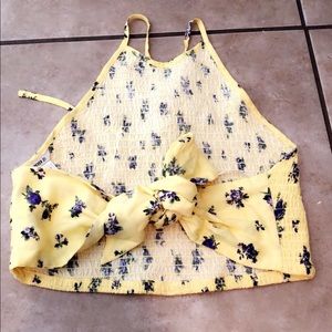 Yellow 2 top open back shirt